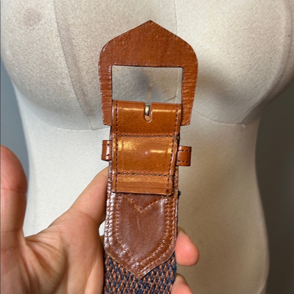 Vintage Ginnie Johansen Designs Inc. Dallas Brown and Blue Woven Leather Belt main image 8